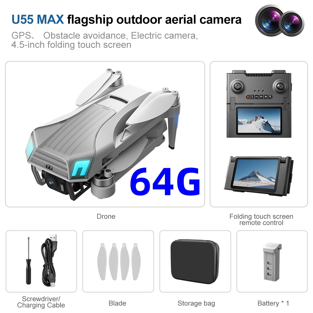 Drone Gimbal 2 Axis - NCZOBOE U55 Profesional GPS Drone With